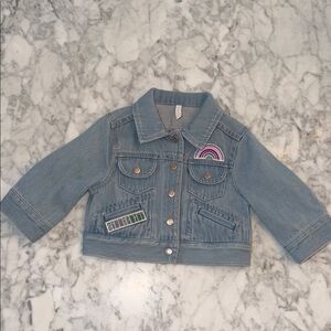 NWOT Zimmermann Kids Denim Jacket with Rainbow Patch 1Y